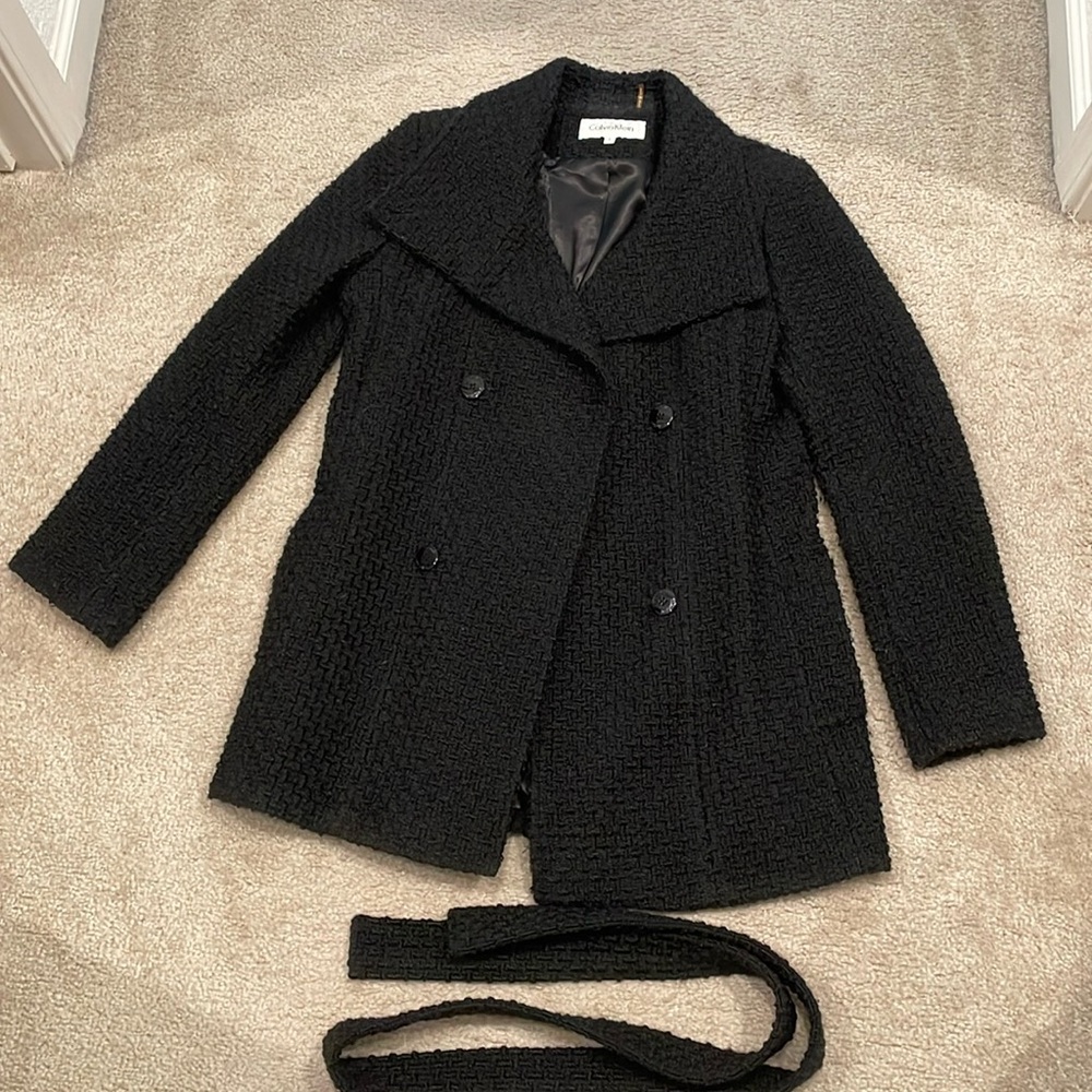 Calvin Klein women size 6 black jacket with belt - Picture 1 of 9